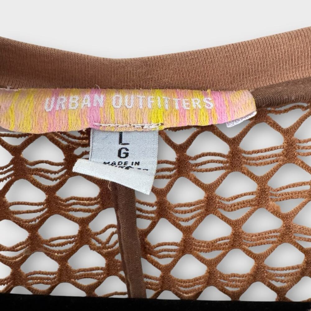 Urban Outfitters brown/tan crochet knit swimsuit coverup, size large - Picture 3 of 9